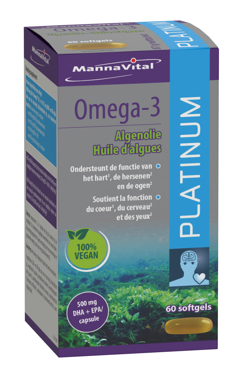 Omega 3 Algenolie 60 caps Mannavital Sol et Vita